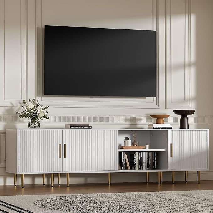 71" TV Stand for 50/60/70/80 inch TV, Modern TV Stand for 75+ inch TV, Entertainment Center for Up to 80" TV, TV Media Stand with Storage Cabinet for Living Room, Bedroom, White-NeatNest