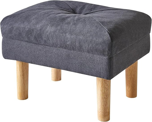 YMYNY Foot Stool, Ottoman Small, Chair with Sponge Padded Seat, Footrest, Shoes Changing Wooden Stool for Living Room, Bedroom, Entryway, 15.74×11.41×12.59 inches, Dark Grey UHBD023BG