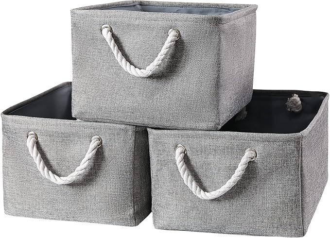 combocube 15.7 x 11.8 x 8.2 Inch Fabric Storage Bins for Shelves, Linen Storage Organizer Storage Basket with Ropes for Laundry, Home, Closet, Office, Clothes, Toys Organizer-NeatNest