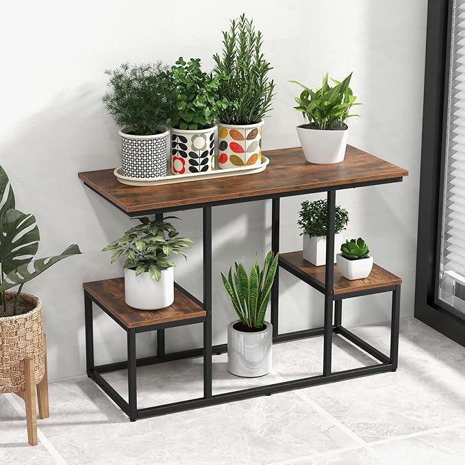 Giantex TV Stand for 50-Inches TVs - Industrial Sofa Table with Open Storage Shelves, 2-Tier Display Rack, Entertainment Center for Living Room, Bedroom, Entryway, Console Table, Rustic Brown-NeatNest