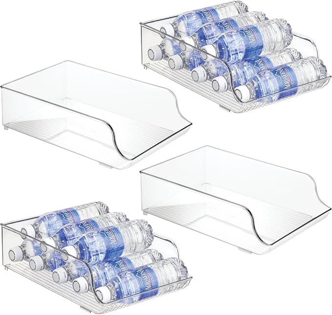 iDesign Water Bottle Organizer for Fridge - Set of 4 - Clear - Made in USA