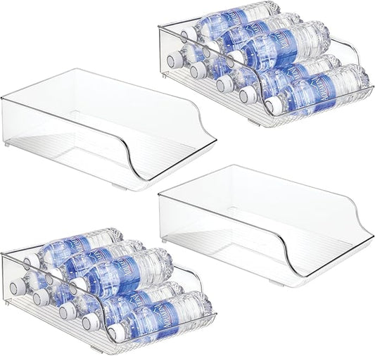 iDesign Water Bottle Organizer for Fridge - Set of 4 - Clear - Made in USA