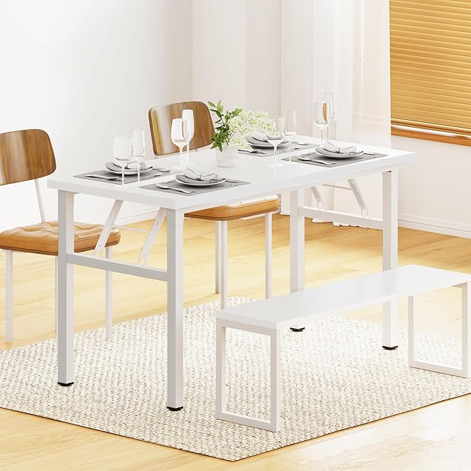 DlandHome Computer Desk Folding Table 39.4 inches Writing Desk for Small Space Folding Desk Laptop Desk No Assembly Required White&White-NeatNest