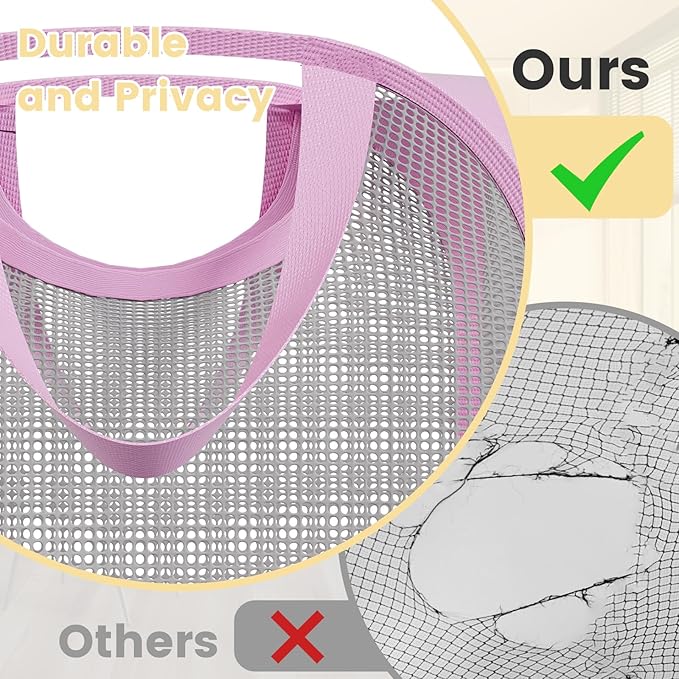 2 Pack Strong Mesh Pop-up Laundry Hamper, Quality Pop Up Hampers for Laundry with Durable Handles Solid Bottom High Carbon Steel Frame, Easy to Open and Fold Flat for Storage(Light Pink)-NeatNest