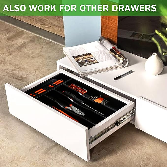 Greenual Black Silverware Organizer 10 In Utensil Organizer Silverware Tray for Drawer Cutlery Flatware Organizer for Kitchen Bamboo Wood-NeatNest