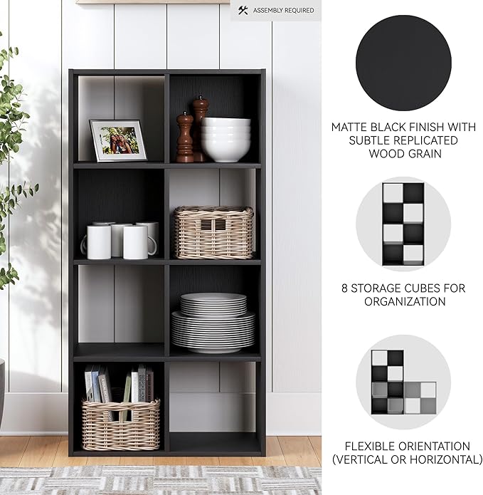 Signature Design by Ashley Langdrew 8 Cube Storage Organizer or Bookcase, Black