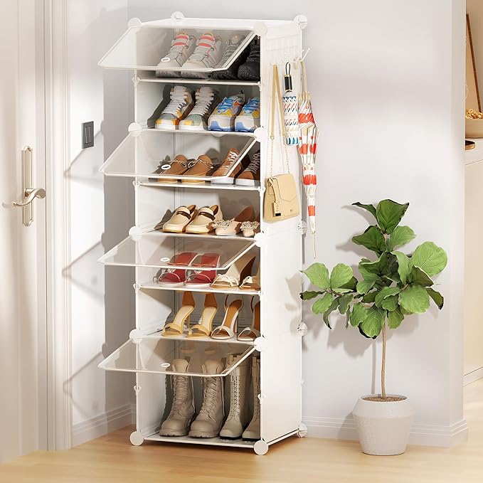 Shoe Storage,8 Tier Shoe Rack Organizer for Closet Shoe Cabinet with Door Shoe Shelves for Closet,Entryway,Hallway,Bedroom-NeatNest