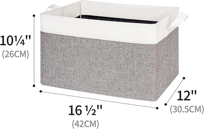 GRANNY SAYS Storage Baskets for Shelves, Closet Organizer Bins, Clothes Storage Bins with Metal Frame, Extra Large Baskets for Organizing and Storage, Collapsible, Gray&White, 2-Pack-NeatNest