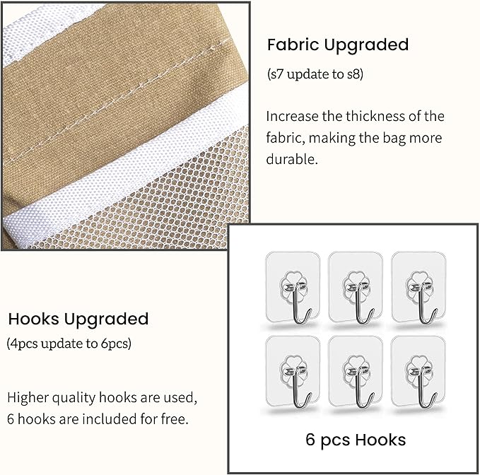 2pcs Large Wall Hanging Organizer Bag, Linen Fabric Door Hanging Storage Baskets with Pockets, Waterproof Bin for Kitchen, Bedroom, Office, RV Camper (Khaki)-NeatNest