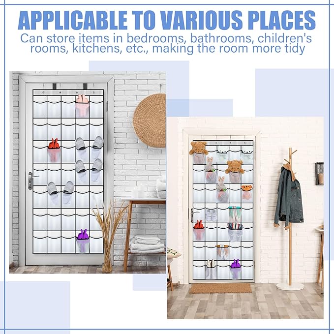 Windyun 2 Pcs 70 Large over The Door Shoe Organizer Hanging Shoe Rack for Closet Holder White Mesh Pockets Back to School Behind Door Hanger Storage Nonslip for Home Room School Dorm, Each 35 Pockets-NeatNest