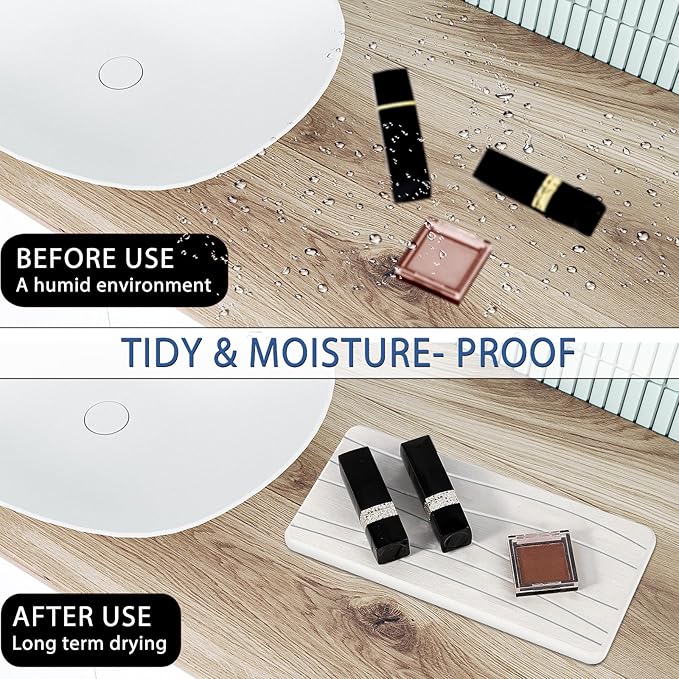 2PCS Water Absorbing Stone Tray, Fast Drying Stone Sink Tray, Water Absorbent Diatomite Trays, Stones Soap Trays, Diatomite Coasters for Kitchen Sink Bathroom Counter, Hand Soap Dish & Holders-NeatNest