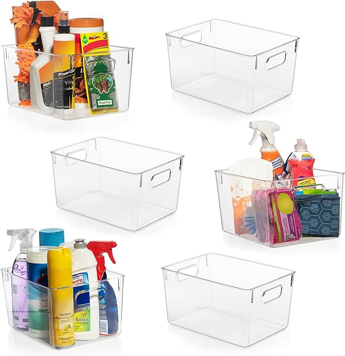 ClearSpace Clear Plastic Storage Bins – Pantry Organizers & Storage Containers, Cabinet Organizer - Home Organization Must Haves for Kitchen, Laundry Room, Office, Closet, Garage & Freezer-NeatNest