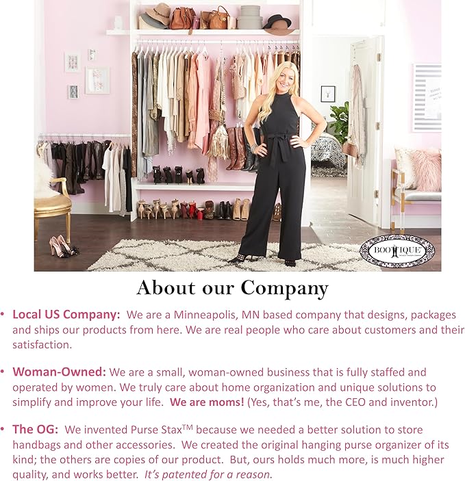 Boottique 2-Pk Over Door Hanging Purse Storage - Durable, Holds 50 POUNDS, ROTATES 360 for Easy Access; Purses, Handbags, Satchels, Crossovers, Backpacks,12 Hooks, Chrome (Set of 2)…-NeatNest