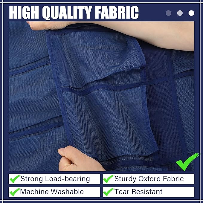 Windyun 40 Large Over the Door Hanging Shoe Organizer Navy Blue Mesh Pockets Shoe Rack for Closet Behind Door Hanger Storage Holder Nonslip for Cruise Essentials, Dorm Room Storage, Utility Room-NeatNest