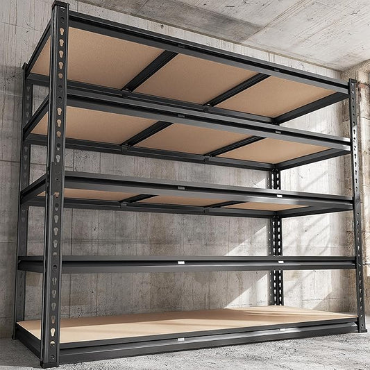 REIBII 48" W Garage Shelving Heavy Duty 3020LBS Storage Shelves 5 Tier Heavy Duty Shelving Adjustable Garage Shelves for Basement, Warehouse, Commercial, Easy Assemble, 48" W x 72" H x 24" D-NeatNest