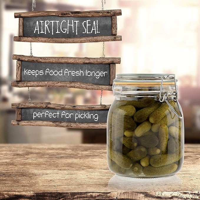 Galashield 32 oz Glass Jars with Lids Food Storage Jars with Airtight Lids Leak Proof Glass Canisters Kitchen Jars [Set of 2]