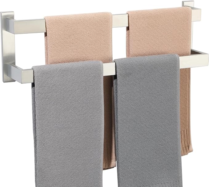 Alise Bath Double Towel Bars,Black Towel Holder Towel Racks for Bathroom Lavatory,Wall Mount Towel Hanger SUS304 Stainless Steel Towel Rail,GOY2500-LS Brushed Nickel 20 Inch
