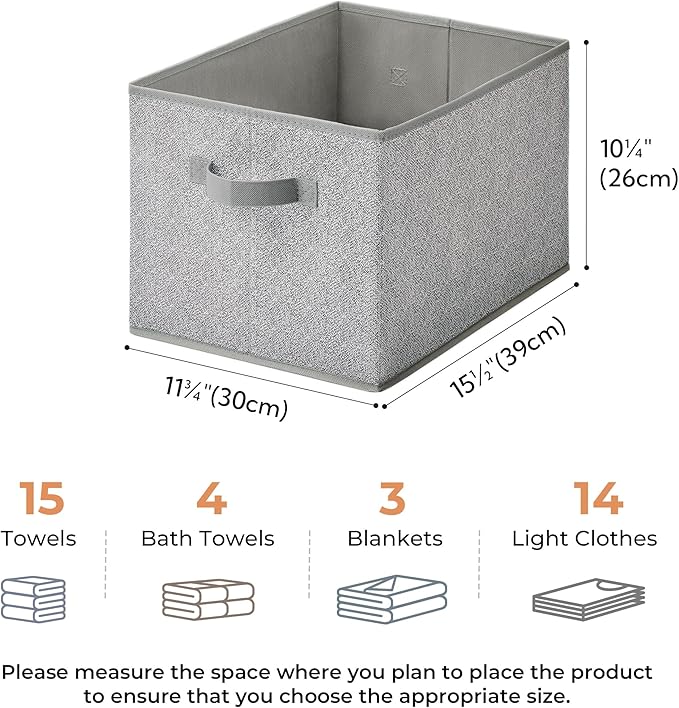 GRANNY SAYS Jumbo Closet Storage Bins, Storage Baskets for Organizing, Fabric Storage Bins with Handles, Clothing Storage Containers for Organization Wardrobe, Gray, Extra Large, 3-Pack