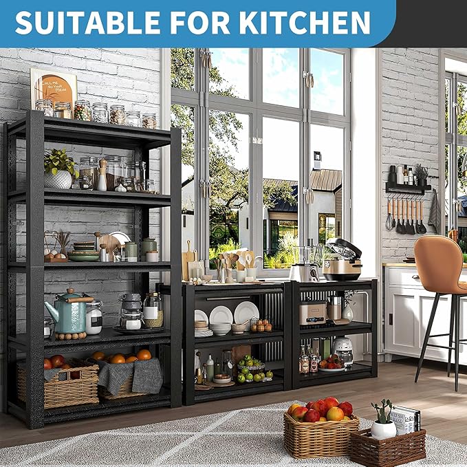 31.5" H Metal Storage Shelving, 1500LBS Heavy Duty Shelves Unit, Adjustable 3 Tier Storage Rack, Industrial Utility Shelf for Garage, Warehouse, Bedroom, Kitchen,18" D×34“W×31.5”H, Black-NeatNest