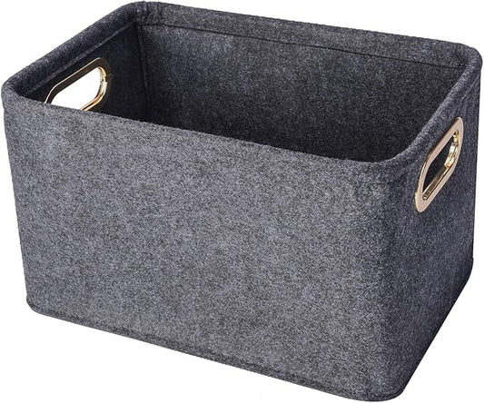 Collapsible Storage Bins Foldable Felt Fabric Storage Basket Organizer Boxes Containers with Handles Metal Handles for Nursery Toys,Kids Room,Clothes,Towels,Magazine-NeatNest