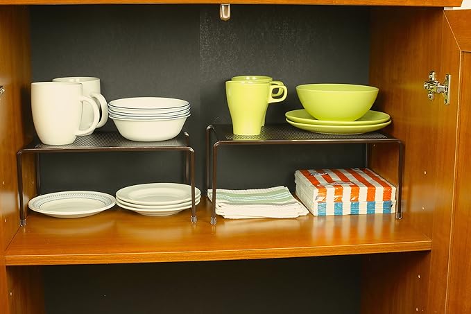 Deco Brothers Expandable Cabinet Shelf Organizer for Kitchen Cabinet and Counter, Bronze-NeatNest