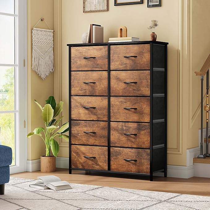 DWVO 10 Drawers Dresser, Fabric Dresser, Fabric Storage Tower, Organizer Unit for Bedroom, Living Room, Hallway, Closets-NeatNest