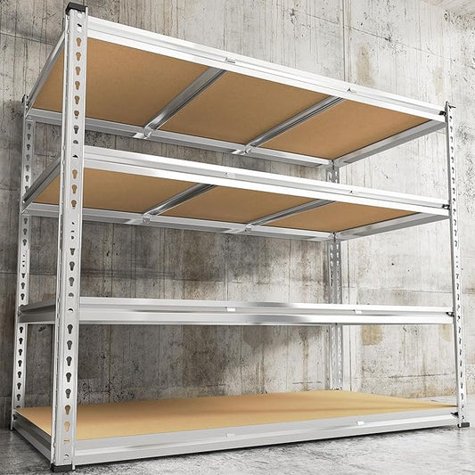 REIBII Garage Shelving, 4 Tier Storage Shelves Load 2550LBS, Adjustable Garage Shelving Heavy Duty, Metal Shelves Unit for Basement, Warehouse, 48" W x 60 "H x 24" D, Galvanized-NeatNest