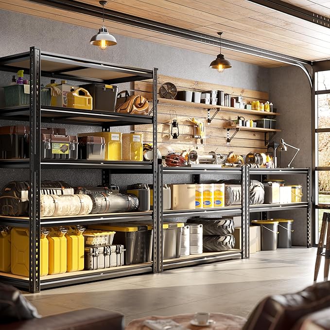 72" H Garage Shelving, 5 Tier Storage Shelves Load 2500 lbs, Adjustable Garage Shelves, Metal Shelving Unit for Warehouse, Basement, Pantry, 40" Wx 16" D x 72" H, Black-NeatNest
