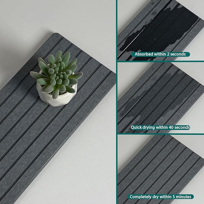 2 PCS Fast-Drying Sink Stone Tray, 12" x 5.5" Super Absorbent Diatomite Coasters, Grooved Design, Water Absorbing Stone Used for Hand Soaps & Plants & Toiletries in The Modern Home-NeatNest