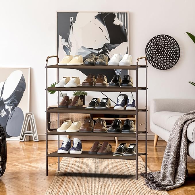 Simple Houseware 5-Tier Shoe Rack Storage Organizer, Bronze-NeatNest