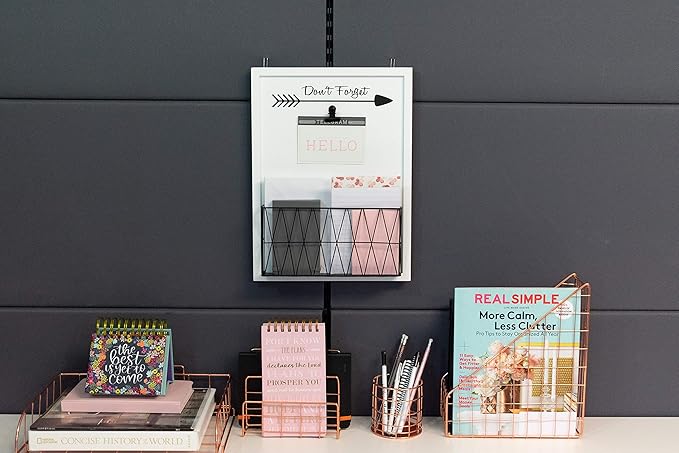 BLU MONACO Rustic Farmhouse Wall-Mounted Mail Holder – White Wooden with Iron Black Metal Basket & Note Clip – for Office, Kitchen, Entryway Storage-NeatNest