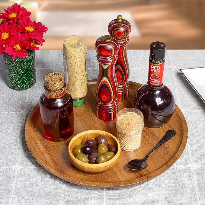 Acacia Wood Lazy Susan Organizer Kitchen Turntable for Cabinet, Table, Pantry or Countertop-NeatNest