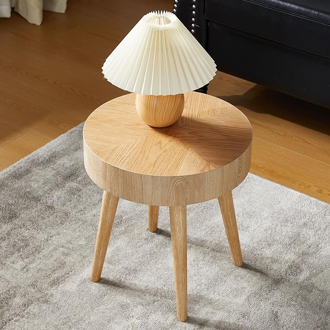 AVZEAR Nesting Round Coffee Table Set of 2, Farmhouse Modern Coffee Table, Natural Wood Nesting Tables Boho Side Table End Table Set for Living Room Bedroom, Cafe, Office, Wood Color