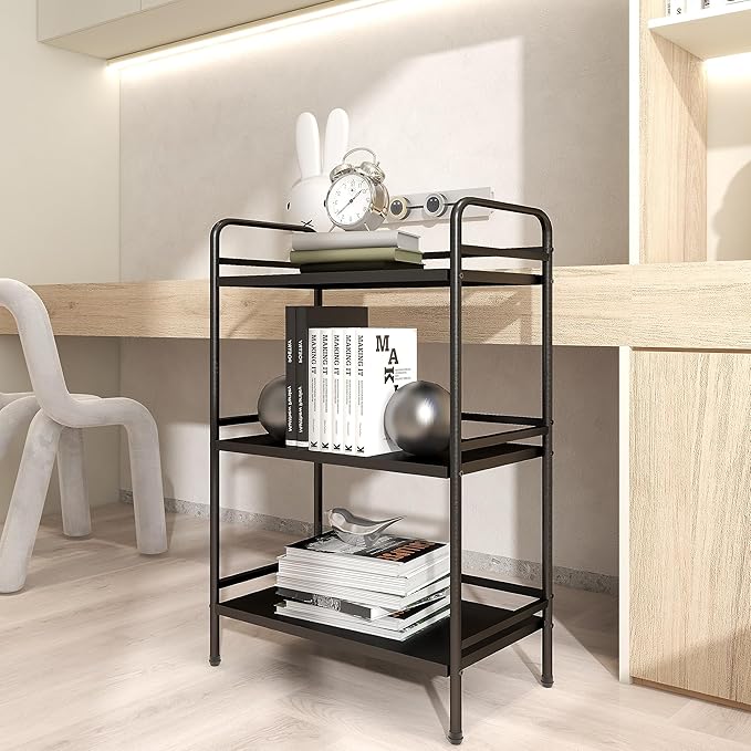 HDANI Storage Shelves, 3-Tier Metal Storage Rack with Shelf,Shelf Organizer,Garage Standing Shelving Unit for Laundry,Bathroom,Kitchen,Pantry, Closet,23.6''W X 13.8''D X 36.2 H''H,Black