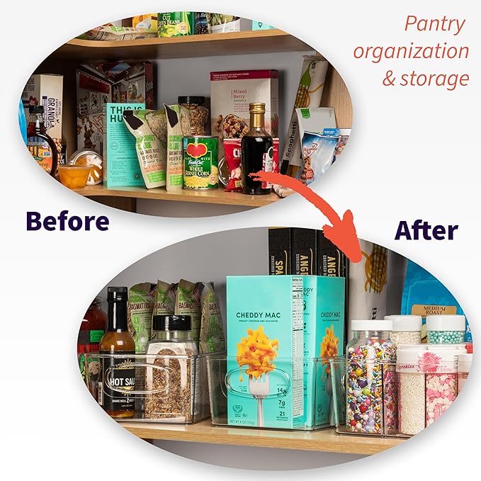 ClearSpace Plastic Pantry Organization and Storage Bins with Removable Dividers – 2 Pack XL Perfect Kitchen Organization or Kitchen Storage – Refrigerator Organizer Bins, Cabinet Organizers-NeatNest
