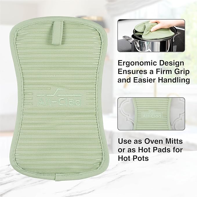 All-Clad Premium Pot Holder & Hot Pad: Heat Resistant to 500 Degrees - 100% Cotton, 10"x6.25" Hot Pad for Kitchen and Barbeque, (1-Pack), Fennel