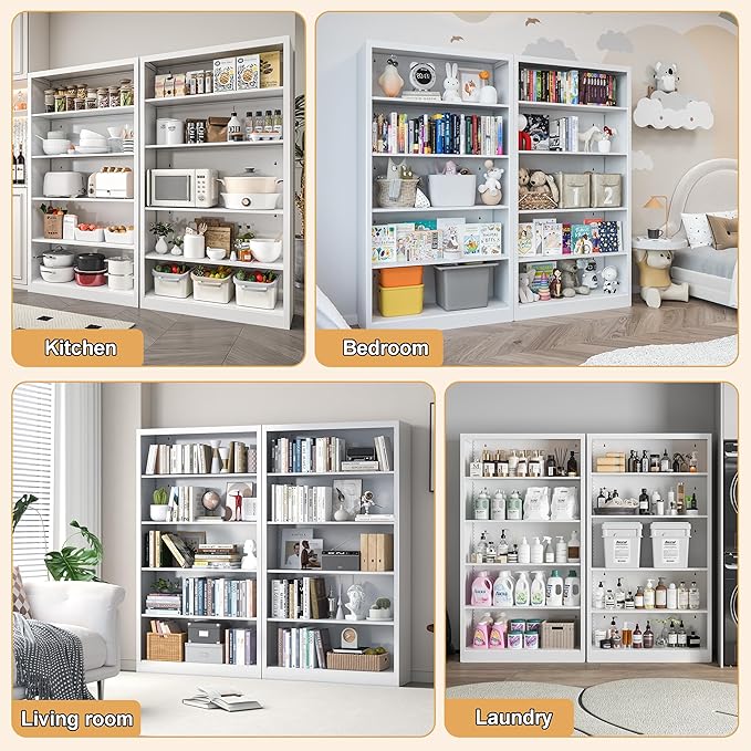 Shoe Cabinet,5 Tiers Heavy Duty Metal Freestanding Shoe Rack,55" Tall Shoe Cabinet with Open Storage for Entryway (White, 5 Tier-55 H*27.6" W*11.8" D)-NeatNest
