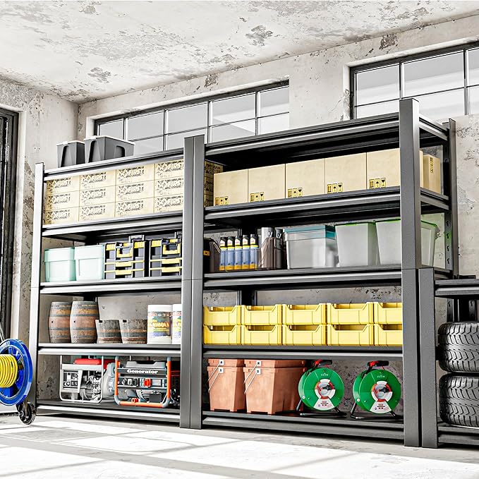 Heavy Duty Metal Storage Rack Shelving for Garage, 5 Tier Shelving Unit - Garage Storage Shelf, Industrial Utility Shelving, Durable Metal Shelf Organizer 24" D x48 W x87 H（2 Pieces）-NeatNest