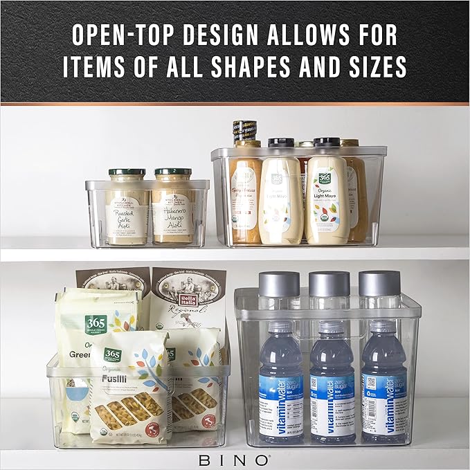BINO | Plastic Storage Bins, Medium - 2 Pack | THE LUCID COLLECTION | Multi-Use Built-In Handles | BPA-Free | Clear Storage Containers | Fridge Organizer | Pantry & Home Organization-NeatNest