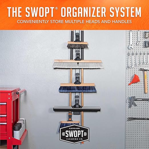 SWOPT 18” Premium Multi-Surface Push Broom Cleaning Head — Indoor and Outdoor Push Broom — Interchangeable with All SWOPT Cleaning Products for More Efficient Cleaning and Storage