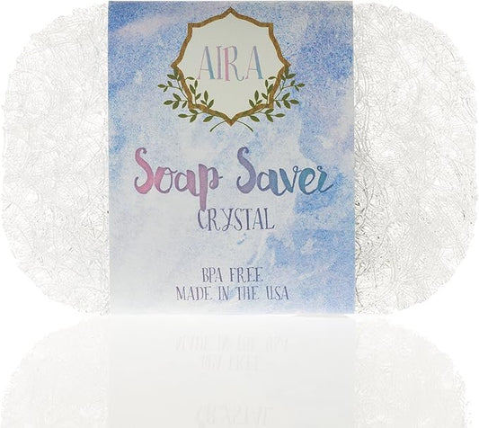 Aira Soap Saver - Soap Dish & Soap Holder Accessory - BPA Free Shower & Bath Soap Holder - USA Made - Drains Water, Circulates Air, Extends Soap Life - Easy to Clean, Fits All Soap Dish Sets - Crystal-NeatNest