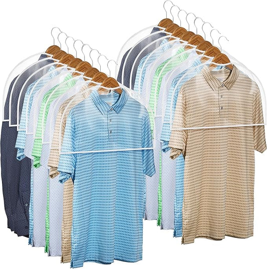 Handy Laundry Clear Vinyl Shoulder Covers - Set of 16 - Garment Protectors Keep your Suits, Dresses, Blouses, & Dust Free - Protect and Store your Clothing while they're In and Out of Season-NeatNest