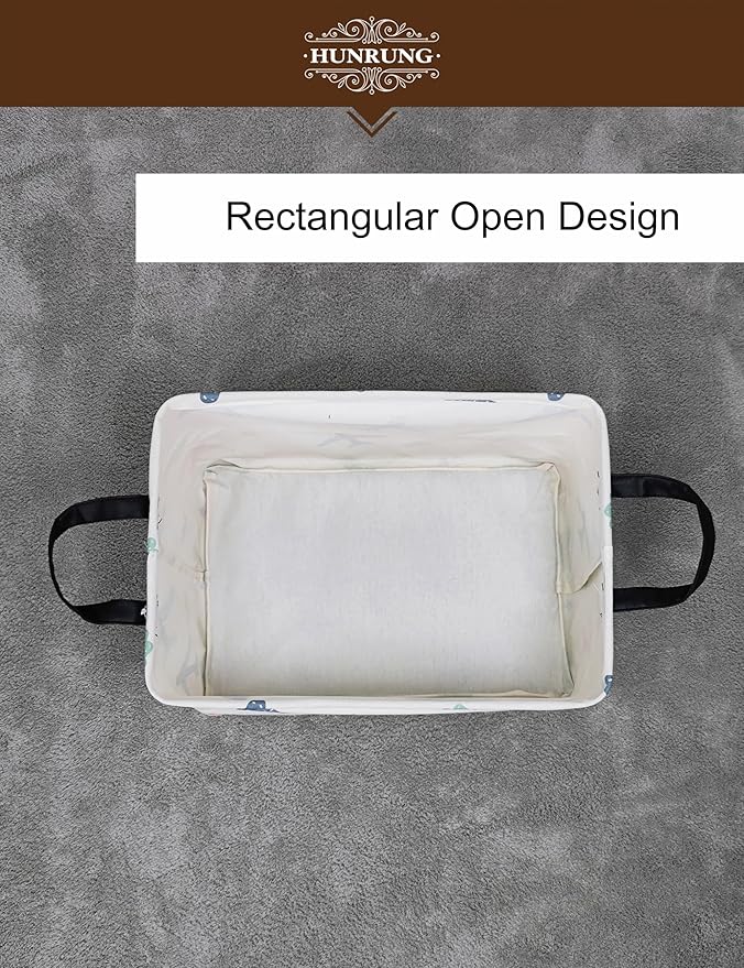 HUNRUNG Rectangle Storage Basket Cute Canvas Organizer Bin for Pet/Children Toys, Books, Clothes Perfect for Rooms/Playroom(REC-Color Aircraft)