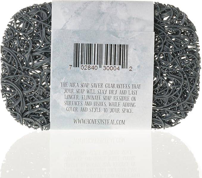 Aira Soap Saver - Soap Dish & Soap Holder Accessory - BPA Free Shower & Bath Cleanser Holder - USA Made - Drains Water, Circulates Air, Extends Life - Easy to Clean, Fits All Dish Sets - Gray-NeatNest