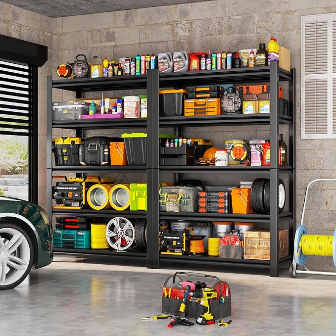 77"H/36"W Garage Shelving Heavy Duty,5 Tier Storage Shelves 3000lbs,Garage Shelves Metal Shelving Unit Industrial Utility Shelf Organization Rack for Warehouse Kitchen (5 Tier 77"H*36"W*13.8"D)-NeatNest