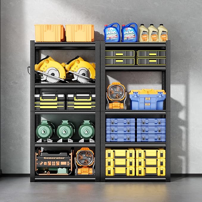24" W Garage Shelving,5-Tier Heavy Duty Shelving Unit,3000LBS Adjustable Metal Storage Shelves,Storage Rack Units for Industrie,Shed,Warehouse,Basement,Black,24" W x 16" D x 63" H-NeatNest