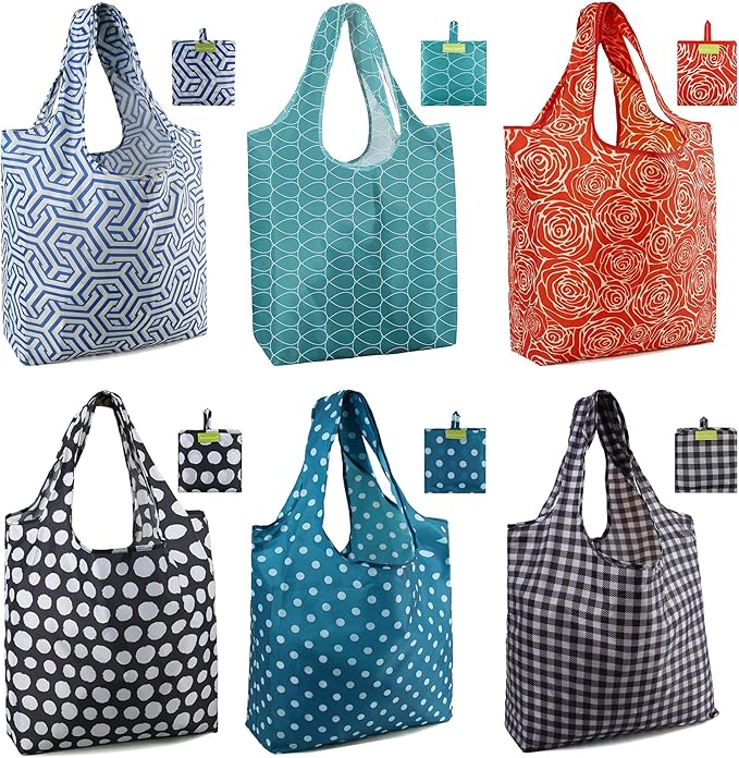 BeeGreen Reusable Grocery Bags Foldable Reusable Gift Bags Shopping Bag With Handles Polyester Grocery Tote Bulk Travel Tote Bag For Women Cloth Shopping Basket Washable Holiday Travel-NeatNest