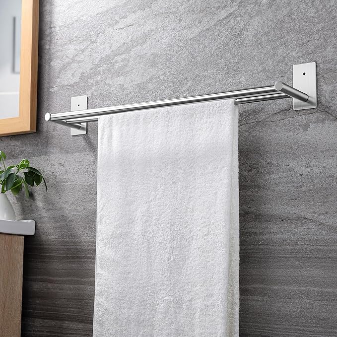 Taozun 24-Inch Bathroom Towel Bar Self Adhesive Double Towel Rack SUS304 Stainless Steel Towel Holder Towel Rail Stick on Wall