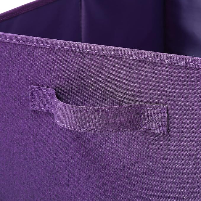 HOONEX Storage Bins with Lids for Organizing, Pack of 2, Storage Boxes with 2 Carry Handles and Sturdy Heavy Cardboard, 16.5" L x 11.8" W x 7.5" H for Shoes, Books, Clothes, Nursery, Dark Purple-NeatNest