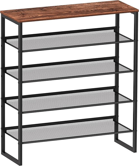 Shoe Rack - Sturdy Steel Shoe Organizer for Front Door Entrance Closet Entryway with Spacious Top - Industrial Style Strong Mesh Storage Shelves (5-Tier 11.8"x36.2"x31.5")-NeatNest